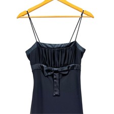 Y2K I.N. San Francisco Black Chiffon Slip Dress Satin Bow Size XS/Small