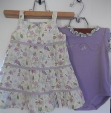 Gymboree '07 Botanical Babies sun dress dragonfly ruffle bodysuit 6-12 purple