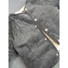 Zara Kids Gray Corduroy Sherpa Lined Jacket Size 2 Years 92cm Snap Front Coat
