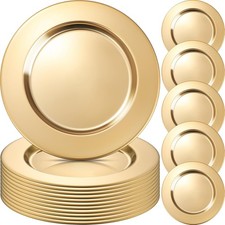 12 Pcs Gold Stainless Steel Charger Plates 13 Inch round Metal Charger Plates Bu