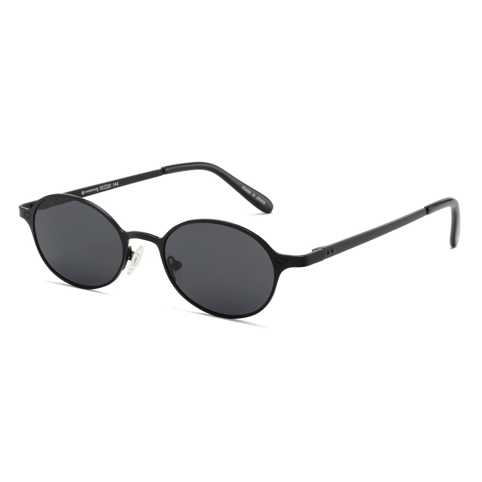 VIVIENFANG Retro Oval Polarized Sunglasses Woman Men Medium, Black/Black