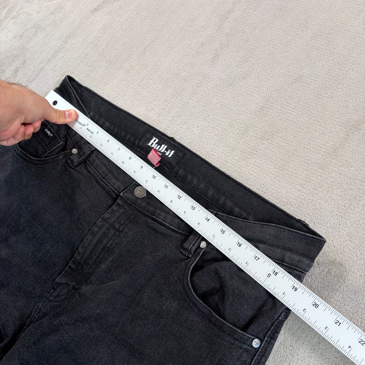 Bull-It Black Motorcycle Jeans Men 38x30 Charcoal Straight Leg Covec Lining Ride View 6