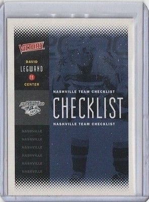 2000-01 Upper Deck Victory Team Checklist #126 David Legwand Nashville Predators