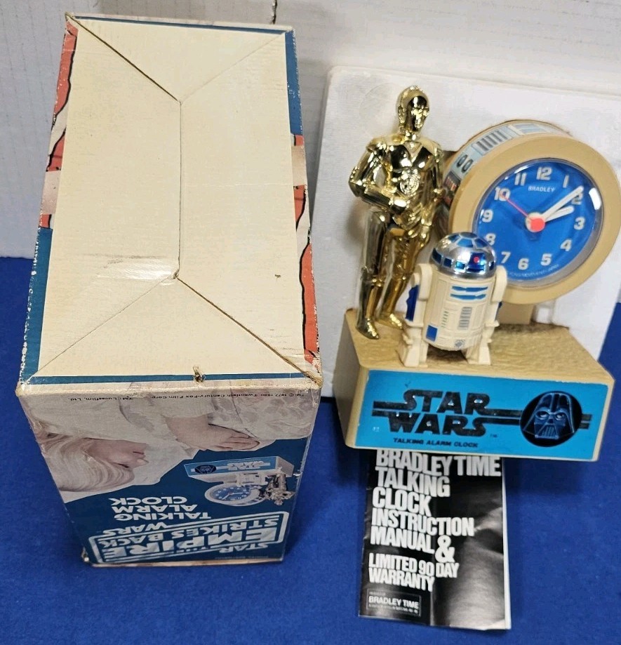 1980 Star Wars Alarm Clock MIB ESB vintage Toy By Bradley Talking