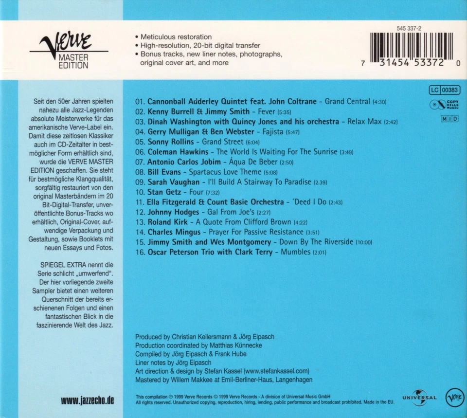 VARIOUS - The Best Of Verve Master Edition Volume 2 [CD] Zustand neuwertig - Bild 2 von 2