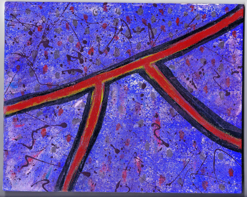BERRY PI Painting 10X8 Distressed Art Dada Surrealism Acrylic Canvas