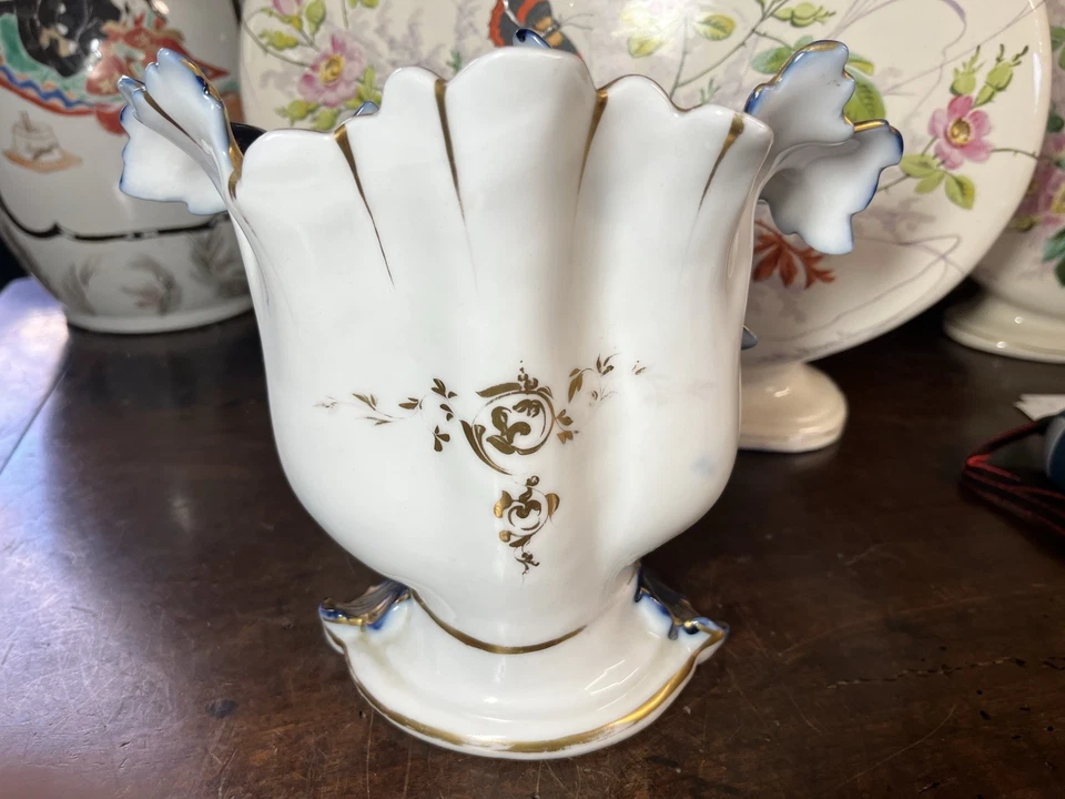 GRAND VASE DE MARIEE VASE D'AUTEL D'EGLISE EN PORCELAINE VALENTINE  19 Eme XIXe - Photo 4/4