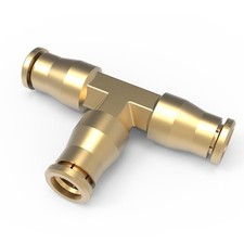 RETRUE 21838 Air Line Fittings Union Tee, 1/4" T-Fitting 0.25 Inch, Gold