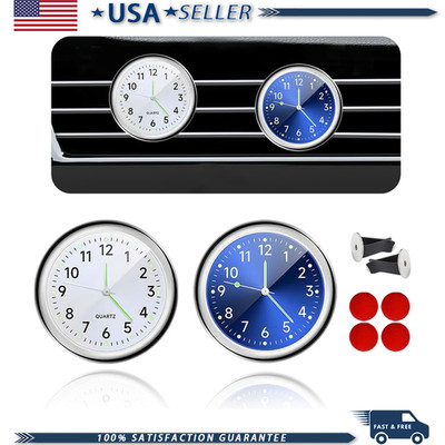 2 PCS Car Dashboard Clock, Self-Adhesive Luminous Round Clock Vehicles