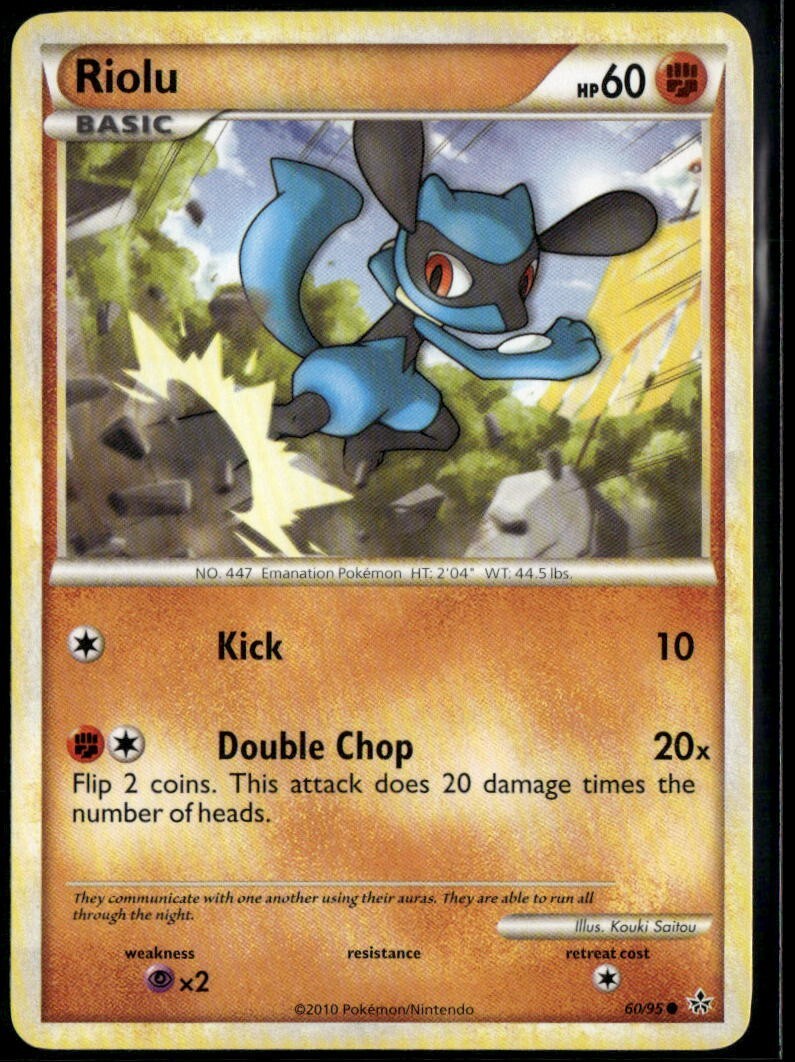 Riolu Common - HGSS Unleashed 60/95 2010 LP+ Pokemon Card