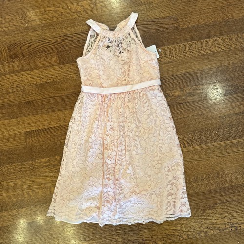 davids bridal dress, Wedding, Bridesmaid, Flower Girl Sz 10 Lace Pink Blush NWT