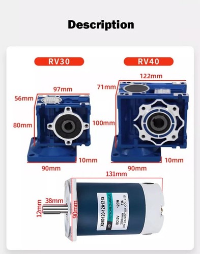 12V 24V DC NMRV40 Worm Gear Motor RV40 with Self-locking Speed Regulation - Picture 6 of 7