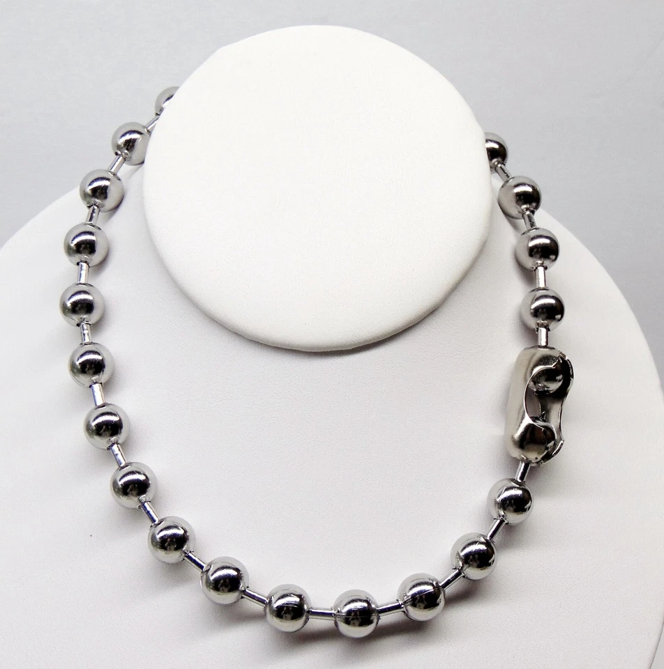 Gargantilla collar cadena bola acero inoxidable grande de 10 mm ~ motociclista gótico grunge urbano Foto 4 de 4