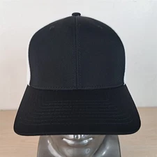 BLANK/NO LOGO FLEXFIT FITTED BASEBALL HAT/CAP, SIZE L/XL, BLACK/WHITE, SPORTS