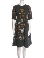 Dolce Gabbana Virgin Wool Knee-Length Dress with printed keys IT42