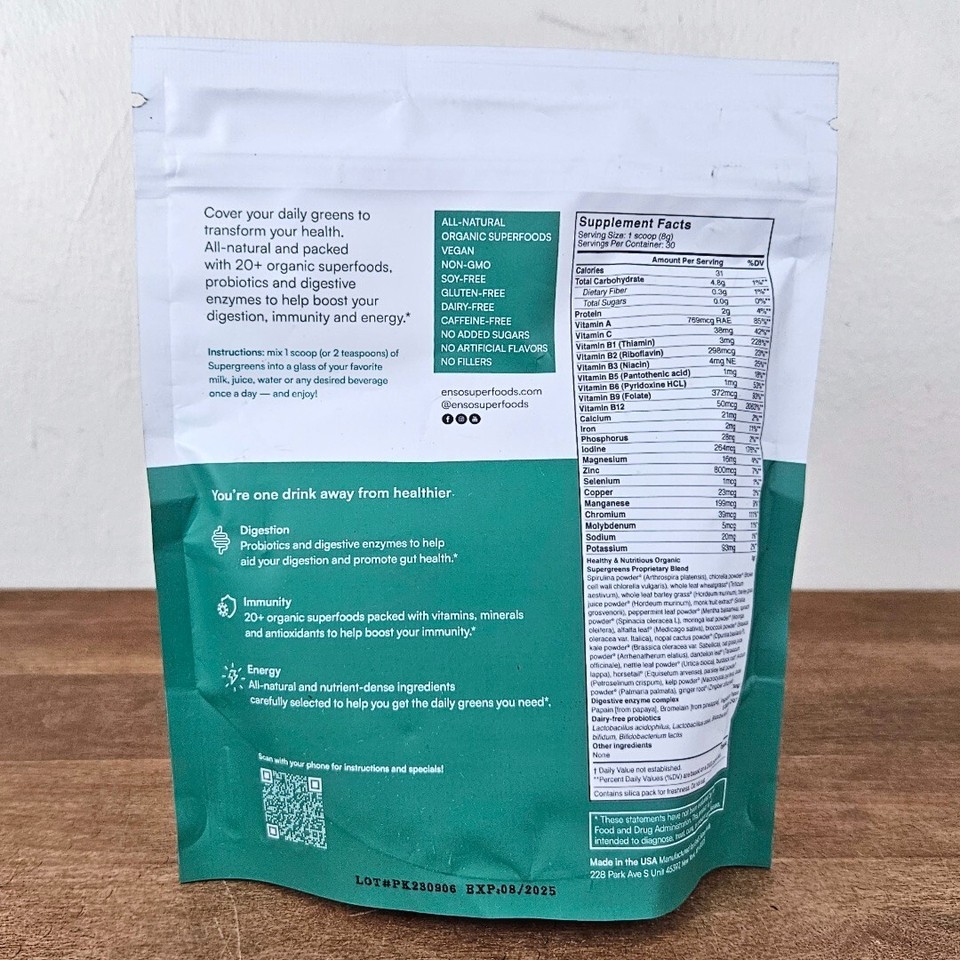 Enso Superfoods Supergreens 30Day Supply, Exp 08/2025, New Sealed eBay