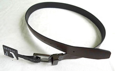 George Reversible Black Dark Brown Men's Leather Synthetic Belt Size 44
