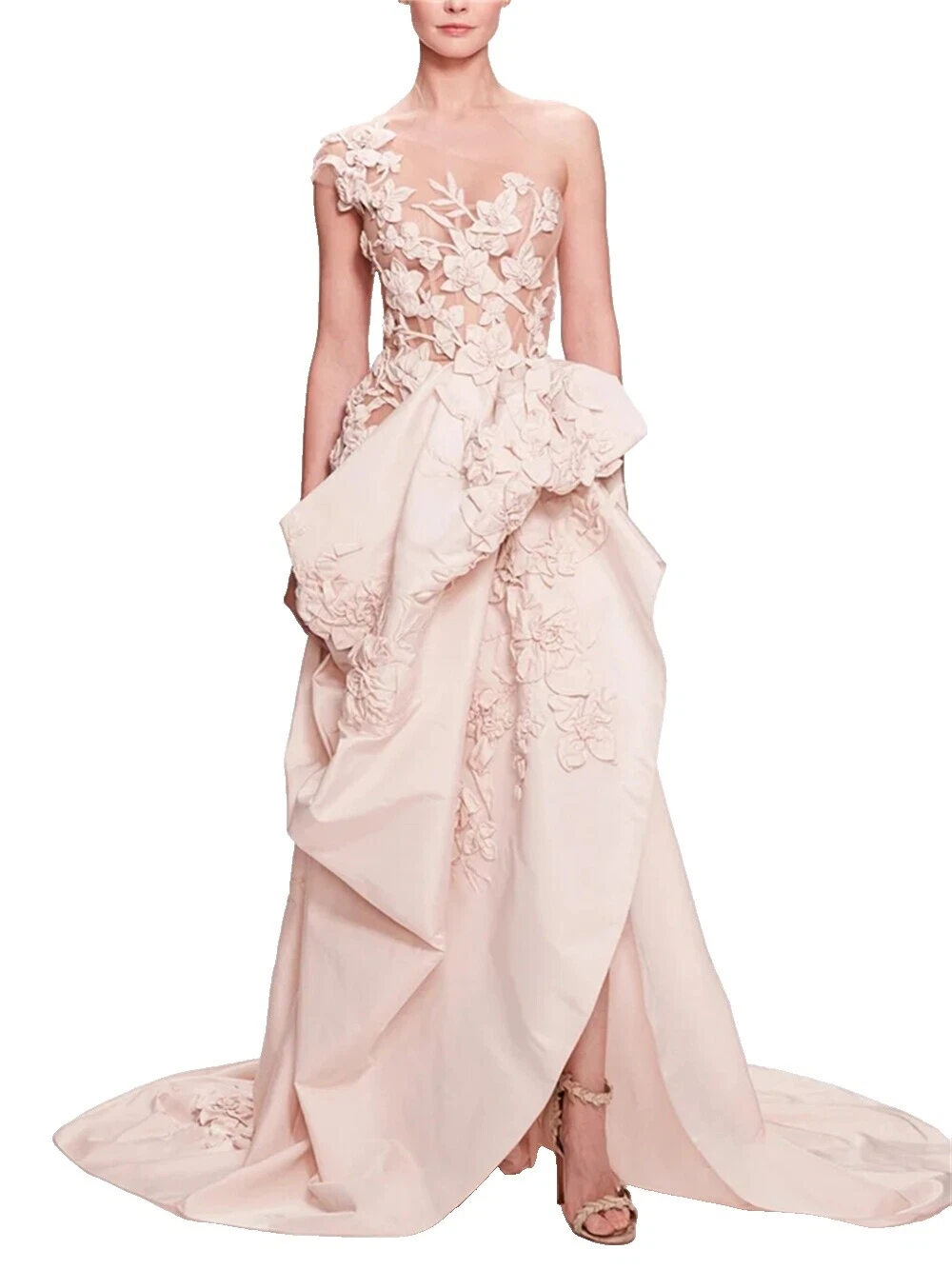 Lace One Shoulder Sleeve Wedding Dresses