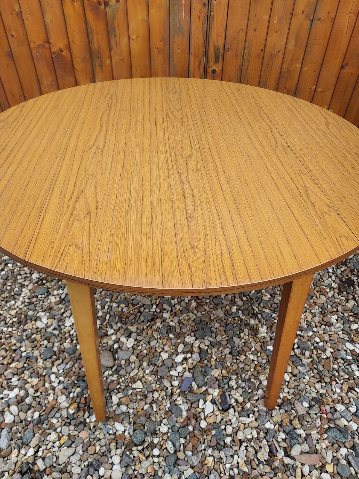 Vintage 60’s Formica/Melamine Teak Effect Folding Round Kitchen Table