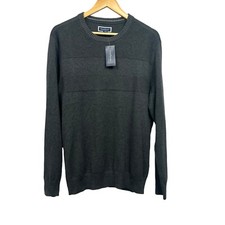 Club Room Mens Medium Textured Cotton Crew Neck Pullover Sweater Charcoal NWT