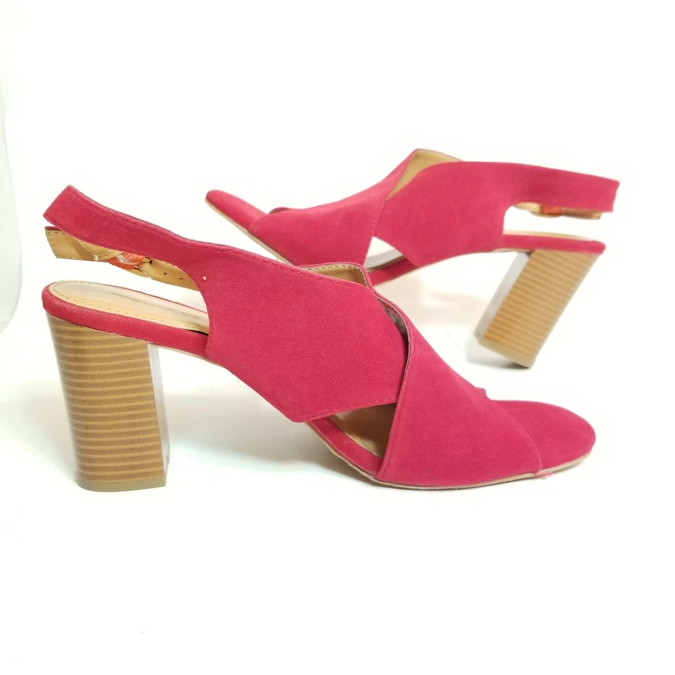 Maurice's Red Jane Criss Cross Open Toe Heeled Sandals. Wide Straps. Red Shoes. - Image 3 of 4