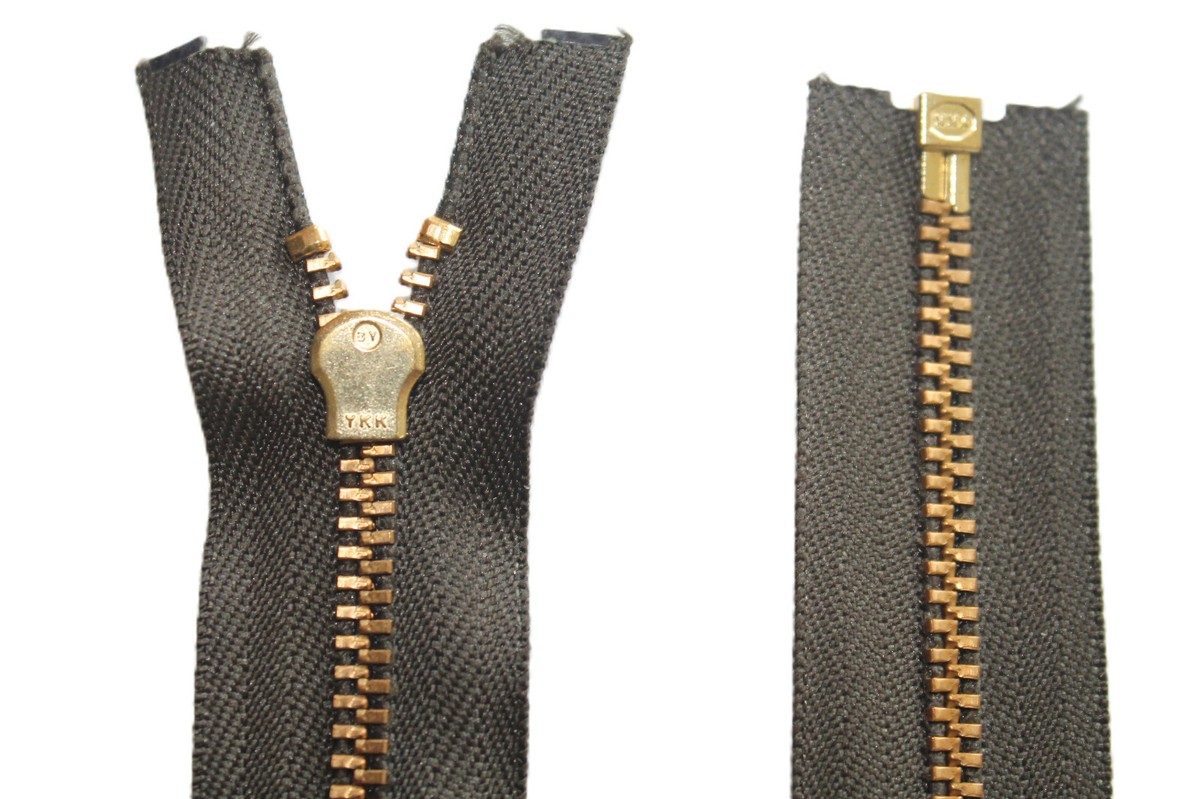 YKK Reißverschluss 2-Wege Teilbar, 60 Cm Länge, Dunkelbeige Mit Metallzähnen