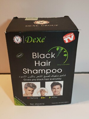 Dexe Black Hair Shampoo~ONLY 5 Minutes~Black~Box of 25ml X 10 Pouches~Sealed 