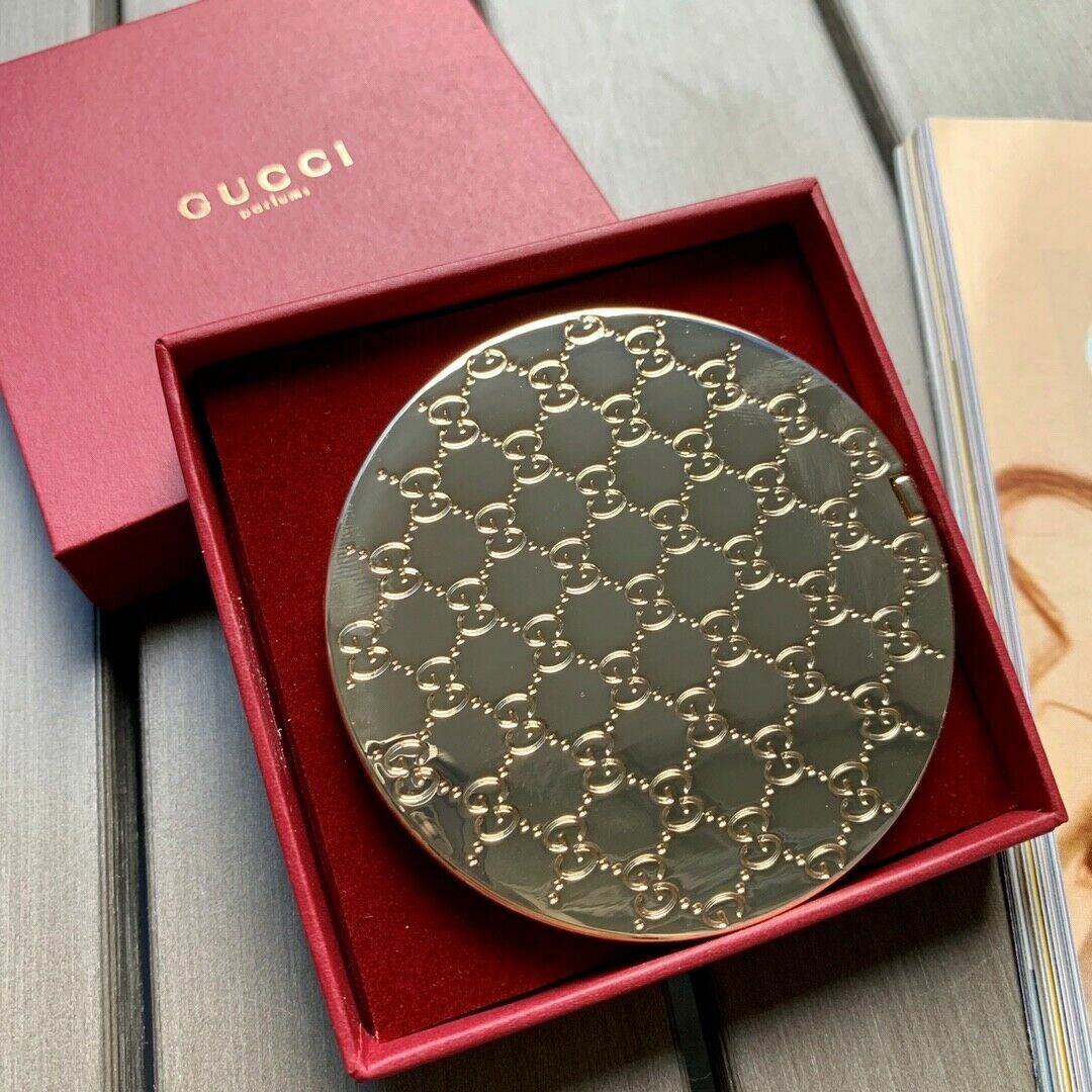 Compact pocket mirror with Gucci monogram embossed, brand new with box |  eBay