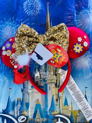 Disney Parks 2022 Minnie Chinese Lunar New Year Tiger Headband Bow Ears new 2022 Disney Parks Chinese New Year Minnie Mouse Tiger Ear  main image 4