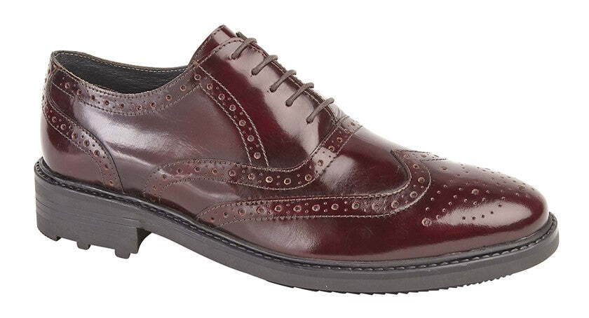 SAOLA Suola Oxford TPR da uomo ROAMERS Oxblood in pelle lucida a 5 occhielli brogue