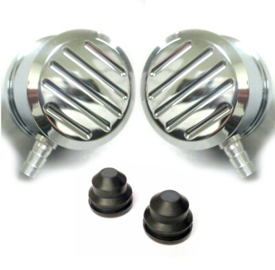 Billet CHROMED Aluminum Ball Milled Valve Cover PCV Pair w Grommets Oil ...