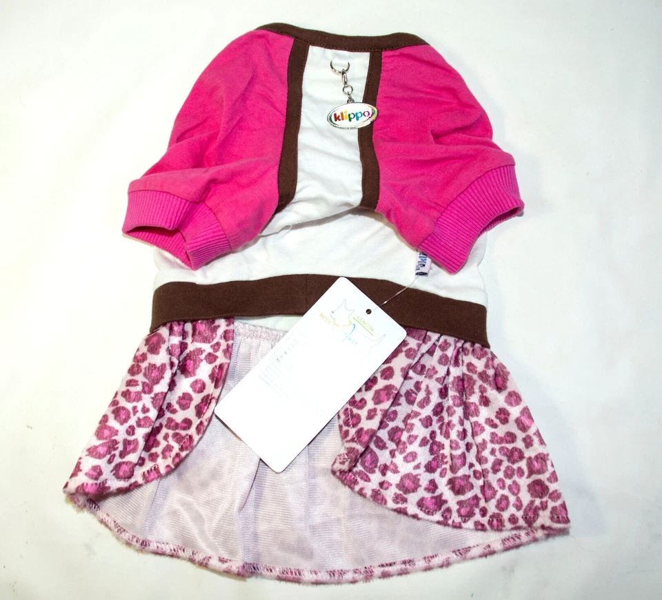 Klippo Dog Puppy Dress Pink Leopard Print Butterfly Size M - Image 2 of 4