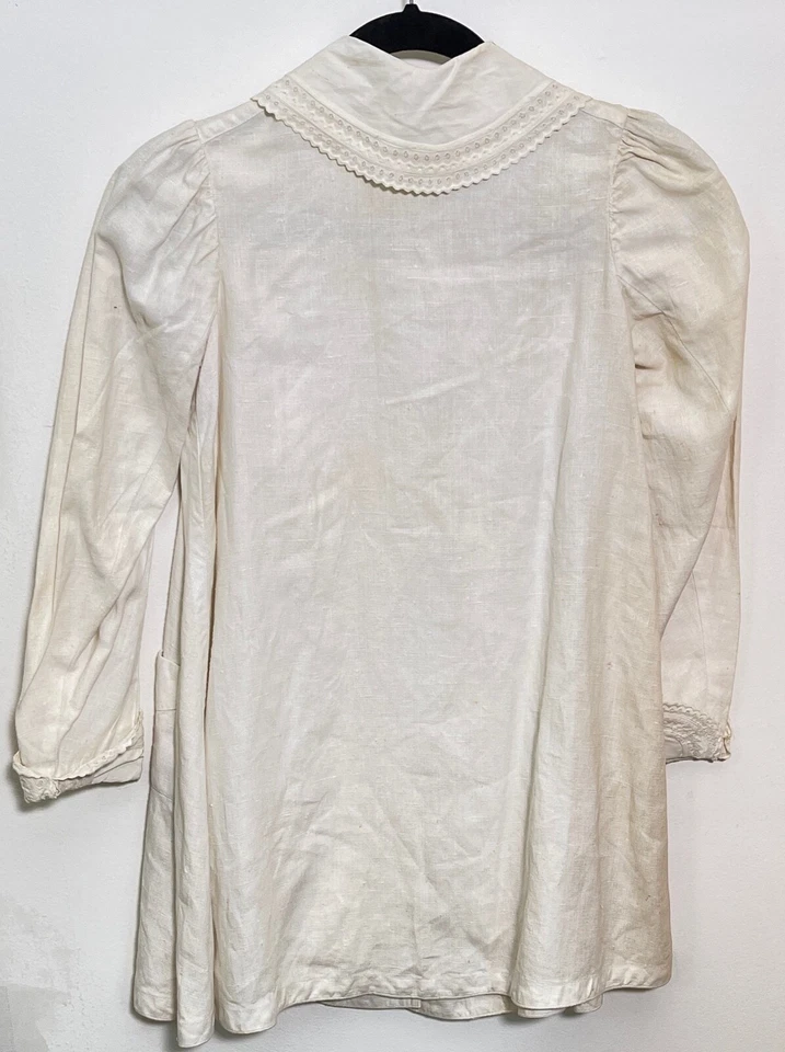 Винтажное льняное пальто для девочек ручной работы YY439 - Изображение 3 из 4