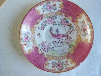 Sous tasse porcelaine rose Signée Minton Ø 14 N°9646 - Photo 1/4