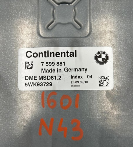 BMW 1 3 5 E60 E61 E81 E87 E90 E91 N43 ECU Engine Control Unit DME MSD812 7599881 - Foto 5 di 24