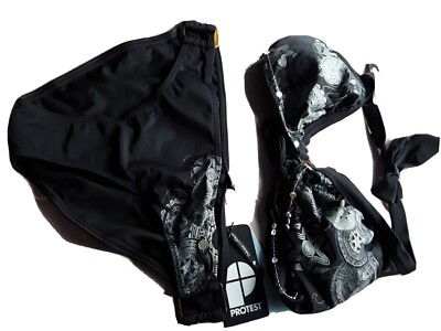 Protest Danii CCup True Black halterneck Bikini Set Size 14C Large 