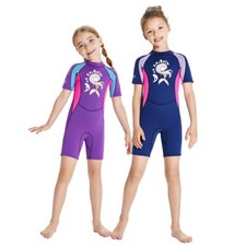 Kids Shorty Wetsuit 2.5mm Neoprene Girls Thermal Swimsuit Diving Suit Back Zip