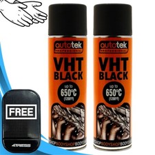 2x Autotek VHT Hochtemperatur Aerosol Sprühfarbe Dosen 500ml matt schwarz + GL + M✅