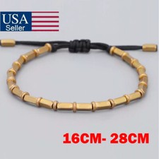 Black Tibetan Buddhist Long Copper Beads Healing Lucky Rope Bracelet Bangle US