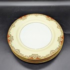 Vintage Set/4 Noritake Marietta Dinner Plate Hand Painted Gold Trim 10"
