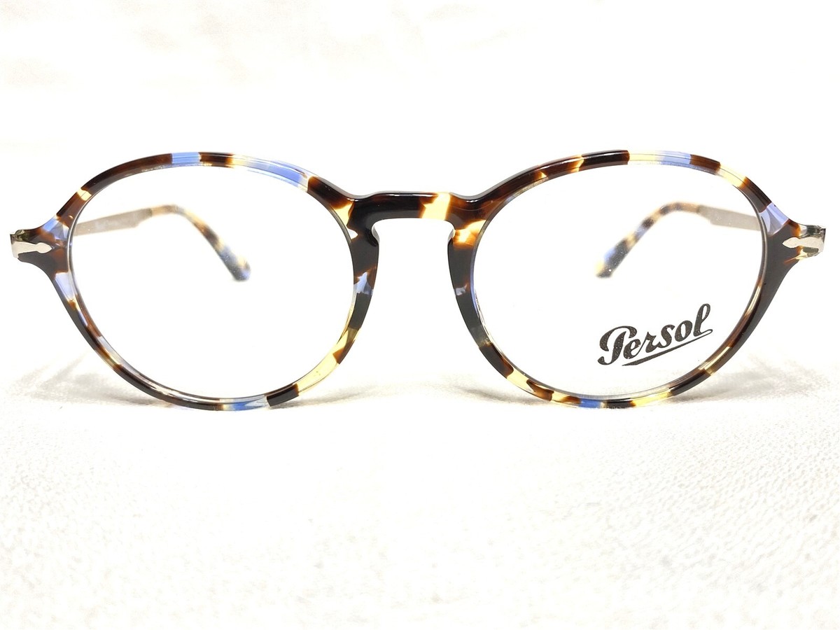 NEW Persol PO3180V 1058 Mens Havana Azure Brown Round Eyeglasses Frames  50/19 | eBay