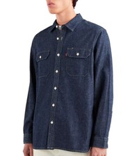 Levi's Mens Dark Blue Standard Fit Cotton Jackson Worker Button Up Denim Shirt