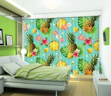 3D Pineapple Leaves Petals ZHUA309 Photo Curtain Window Blockout Fabric Amy 2023