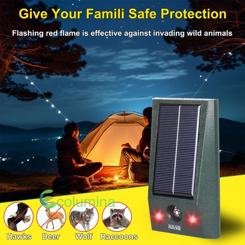 Animal Repeller Ultrasonic Solar Bird Dog Skunk Deer Pest Repellent W/ Red Light - Picture 7 of 15