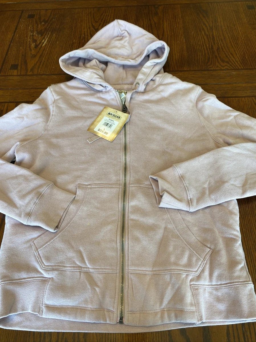 Magellan Fleece Lined Hooded Rose Light Pink Zipper Jacket Sz L N1