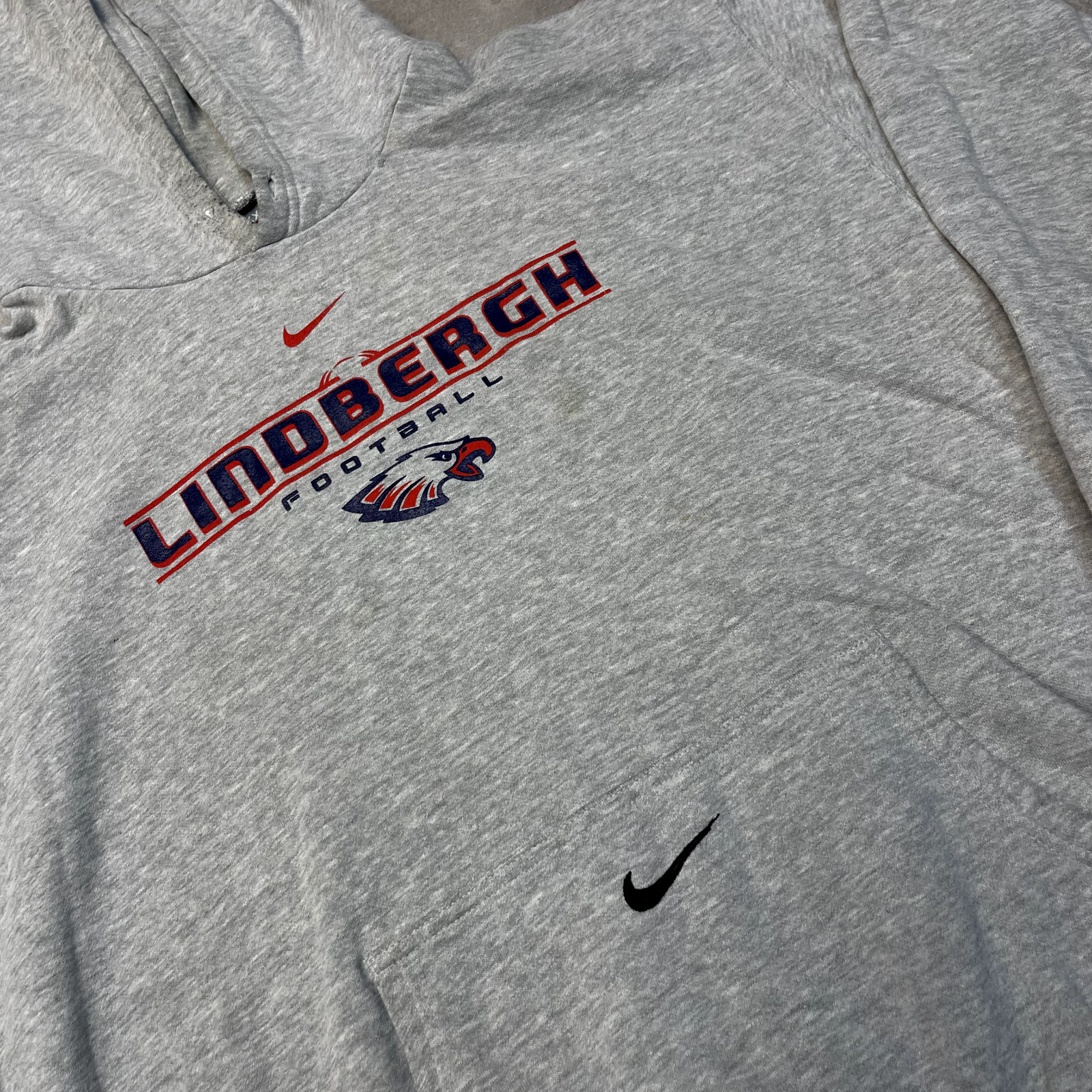 Nike Lindbergh Football Hoodie Mens 2XL Graphic Pullover Sweatshirt, Grey image 3