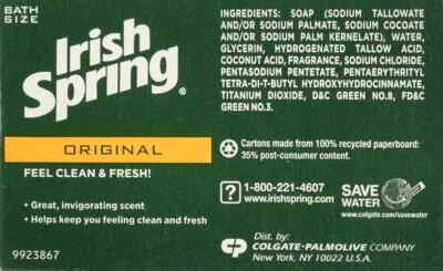 Irish Spring Deodorant Soap Bar -original (Pack of 4) 12 Bars( 3.7 oz Soap Bar)