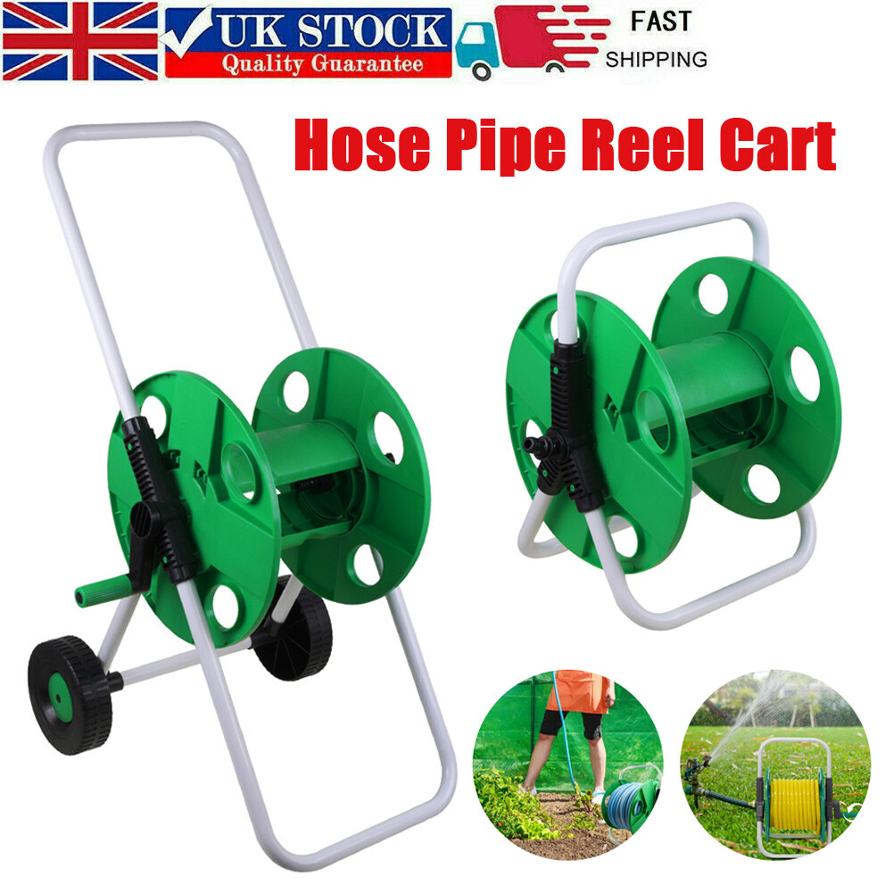Garden Hose Reel Trolley 50M Portable Water Pipe Free Standing Wall