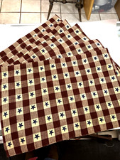 6 Park Inc Designs Placemats Country Checks Burgundy Beige Blue Stars Never Used