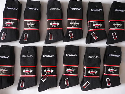 12 DONNAY Sportsocken schwarz Arbeitssocken Tennissocken Strümpfe 41 42 43 44 45